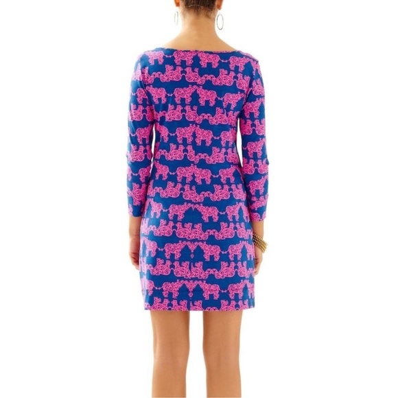 Lilly Pulitzer Navy Indigo Pink Marlowe Dress Elephants “Pack Your Trunk” - Picture 2 of 11